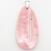 Load image into Gallery viewer, 1 Natural Lacy Pink Rhodochrosite 60x30mm Sterling Silver Pendant