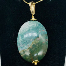 Load image into Gallery viewer, Rare Huge Bloodstone & 14K Gold Filled Oval Pendant | 2" Long |