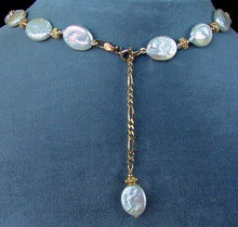 Load image into Gallery viewer, Cream Freshwater Pearl Oval Coin and 22K Vermeil 17.5-20.5 inch Necklace 200003 - PremiumBead Alternate Image 3