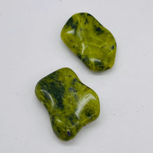 Load image into Gallery viewer, Green Serpentine with Black Matrix Beads | 21x19x6mm to 17x14x5mm | 2 Beads |