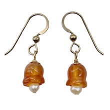 Load image into Gallery viewer, Carnelian Pearl 14K Gold Filled Earrings | 1 1/8" Long | Orange /White| 1 Pair |