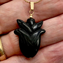 Load image into Gallery viewer, Obsidian 14K Gold Filled Rose Pendant | 2 1/2" Long | Black | 1 Pendant |