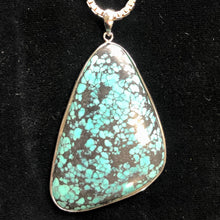 Load image into Gallery viewer, Natural Turquoise 63ct Sterling Silver Pendant | 2 1/2x1 1/2" | Blue/Black | 1 |