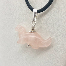Load image into Gallery viewer, Pink Diplodocus Dinosaur Rose Quartz Sterling Silver Pendant 509259RQS | 25x11.5x7.5mm (Diplodocus), 5.5mm (Bail Opening), 7/8" (Long) | Pink - PremiumBead Alternate Image 8