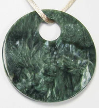 Load image into Gallery viewer, Rare Russian Green Seraphinite 50x5.5mm Disc Pendant Bead 9631F - PremiumBead Alternate Image 2
