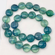 Load image into Gallery viewer, Rare Gem Quality Natural Blue Fluorite 15x8mm Coin 8 Inch Strand | 13 Beads |