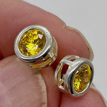 Load image into Gallery viewer, November 7mm Lab Created Citrine & Sterling Silver Earrings