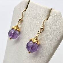 Load image into Gallery viewer, Royal Natural Amethyst 22K Gold Over Solid Sterling Earrings 310453A1x - PremiumBead Alternate Image 3