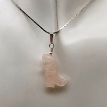 Load image into Gallery viewer, Rose Quartz Tyrannosaurus Rex Dinosaur Pendant Necklace|Sterling Silver Jewelry - PremiumBead Alternate Image 3