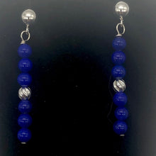 Load image into Gallery viewer, Natural AAA Lapis with Sterling Silver Stud Earrings | 1 1/2" Long | Blue |