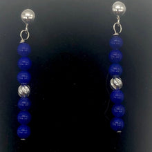 Load image into Gallery viewer, Natural AAA Lapis with Sterling Silver Stud Earrings | 1 1/2" Long | Blue |