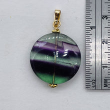 Load image into Gallery viewer, Fluorite 14K Gold Filled Striped Coin | 1 3/4" Long | Purple/Green | 1 Pendant |