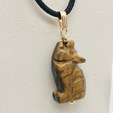 Load image into Gallery viewer, New Moon! Hand Carved Tiger'S Eye Wolf & 14Kgf Pendant 509282TEG - PremiumBead Alternate Image 5