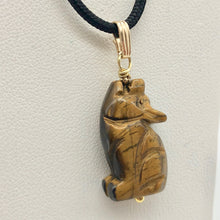Load image into Gallery viewer, Tiger's Eye Wolf Pendant Necklace | Semi Precious Stone Jewelry | 14k Pendant