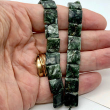 Load image into Gallery viewer, Siberia Russian Seraphinite 12x12x4mm Square Bead Strand | 33 Beads |