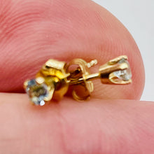 Load image into Gallery viewer, Aquamarine 14K Gold 3mm Round Post Earrings | 3mm | Aqua | 1 Pair |