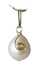 Load image into Gallery viewer, Elegant Tear-Drop Cream Freshwater Pearl and 14K Gf Wire Spiral Pendant! 4729A
