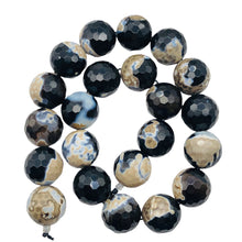 Load image into Gallery viewer, Agate Faceted Statement Strand Round | 18mm | Black/White/Brown | 22 Beads |