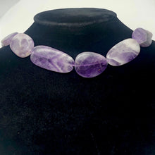 Load image into Gallery viewer, Chevron Amethyst Oval Stone | x42x22x6 to 23x19x6 | Purple White | 13 Bead(s)