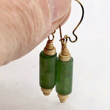 Load image into Gallery viewer, Lush Nephrite Jade 12x6mm Bead 14K Gold Filled Earrings | Green | 1 1/2" Long |