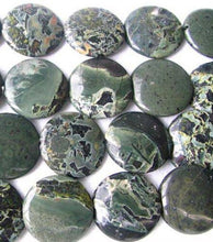 Load image into Gallery viewer, 2 Tsunami Green Sediment Stone Focal Coin Beads 8560 - PremiumBead Alternate Image 3