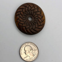 Load image into Gallery viewer, Intricately Carved Teak 41mm Disc Ojime/Netsuke Bead - PremiumBead Alternate Image 2