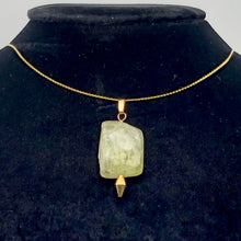Load image into Gallery viewer, Chatoyant Green Kunzite Faceted Nugget Bead 14K Gold Filled Pendant | 1 1/2" |