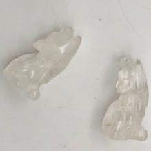 Load image into Gallery viewer, Howling New Moon 2 Carved Clear Quartz Wolf Coyote Beads | 21x11x8mm | Clear - PremiumBead Primary Image 1