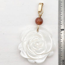 Load image into Gallery viewer, Carved Mother of Pearl Rose 14K Gold Filled Pendant| White | 31mm | 1 5/8" Long|
