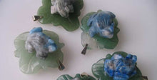 Load image into Gallery viewer, Ribbit 1 Lapis Frog On Aventurine Lily pad Pendant | 28x28.5x11mm | Blue - PremiumBead Primary Image 1