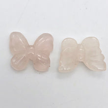 Load image into Gallery viewer, Flutter 2 Carved Rose Quartz Butterfly Beads | 21x17x5mm | Pink - PremiumBead Primary Image 1