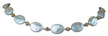 Load image into Gallery viewer, Cream Freshwater Pearl Oval Coin and 22K Vermeil 17.5-20.5 inch Necklace 200003