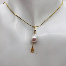 Load image into Gallery viewer, Pearl Topaz 14K Gold Filled Drop/Dangle Pendant | 1 1/4" Long | White/Pink | 1 |