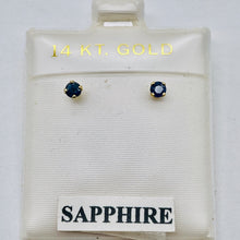 Load image into Gallery viewer, Sapphire 14K Gold 3mm Stud Round Earrings | 3mm | Blue | 1 Pair |