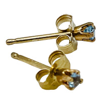 Load image into Gallery viewer, Aquamarine 14K Gold Stud Round Earrings | 2mm | Aqua | 1 Pair |