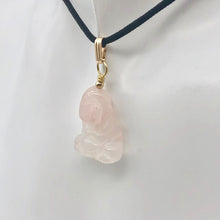 Load image into Gallery viewer, Namaste Hand Carved Rose Quartz Buddha and 14k Gold Filled Pendant, 1.5" Long - PremiumBead Primary Image 1