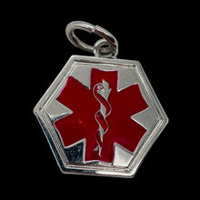 Load image into Gallery viewer, Medical Alert Sterling Silver Hexagon Pendant | 1 1/4" Long | Red Silver | 1 |