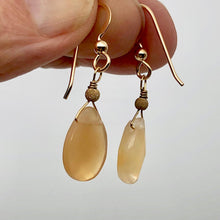 Load image into Gallery viewer, Mandarin Botswana Chalcedony Briolette Bead Earrings | Orange | 1 1/2" Long |