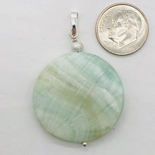 Load image into Gallery viewer, Wavy Hemimorphite Disc Dangle Sterling Silver Pendant| 1 3/4" Long| Aqua/Green |