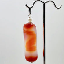 Load image into Gallery viewer, Red Orange Sardonyx Pendant with FW Pearl Accent Bead | 2 1/4" Long |