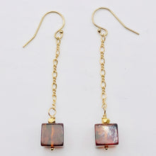 Load image into Gallery viewer, Amber 14K Gold Filled Cube Bead Earrings | 2 1/2" Long | Red | 1 Pair |