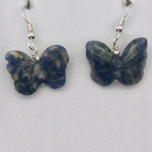 Load image into Gallery viewer, Flutter Carved Sodalite Butterfly Sterling Silver Earrings | 1 1/4 inch long | - PremiumBead Primary Image 1
