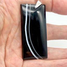 Load image into Gallery viewer, Sardonyx Agate & Sterling Silver Pendant | 65x30x5mm | Black | Rectangle | - PremiumBead Alternate Image 2