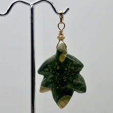 Load image into Gallery viewer, Ryolite RainForest Jasper Leaf 14K Gold Filled| 1.75 |Green/White/Gold|1 Pendant