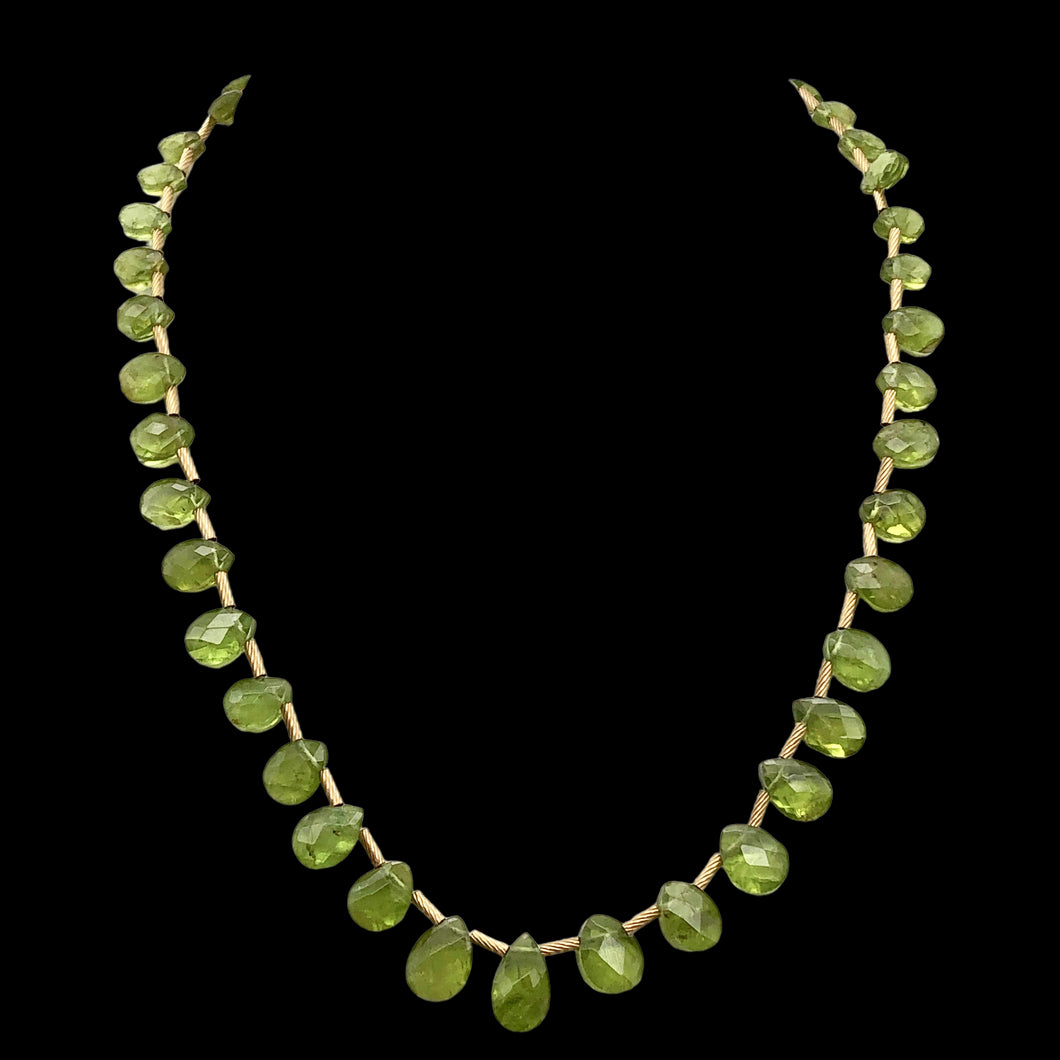 Natural Green Peridot Briolette and 14k GF 17 inch Necklace 203347