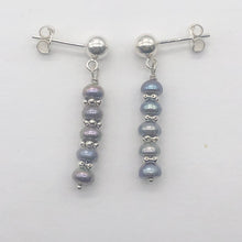Load image into Gallery viewer, FW Pearls Sterling Silver Drop/Dangle | 1 " Long | Blue Silver | 1 Post Earrings