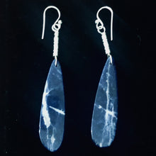 Load image into Gallery viewer, Sodalite Sterling Silver Teardrop | 3" Long | Blue/White | 1 Pair Earrings |