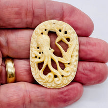 Load image into Gallery viewer, Capt Nemo Carved Octopus Waterbuffalo Bone Bead | 48x34x5mm |