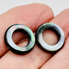 Load image into Gallery viewer, 2 Black Tahitian Mop Shell 18mm Pi Circle Beads 9847