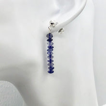 Load image into Gallery viewer, Vibrant Faceted Iolite Dangling Post Earrings | Sterling Silver | 1 3/4" Long |